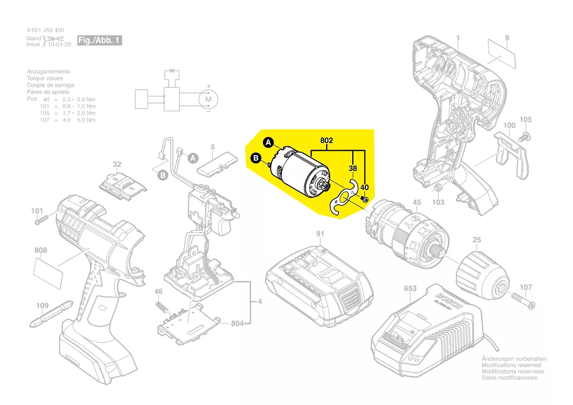 Moteur 14,4V réf. 2 609 199 338 Bosch